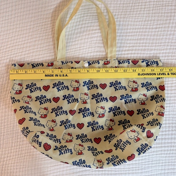 Vintage Sanrio - Hello Kitty Tote Bag Hearts Cream Pattern - Medium Snap Close - Picture 8 of 9
